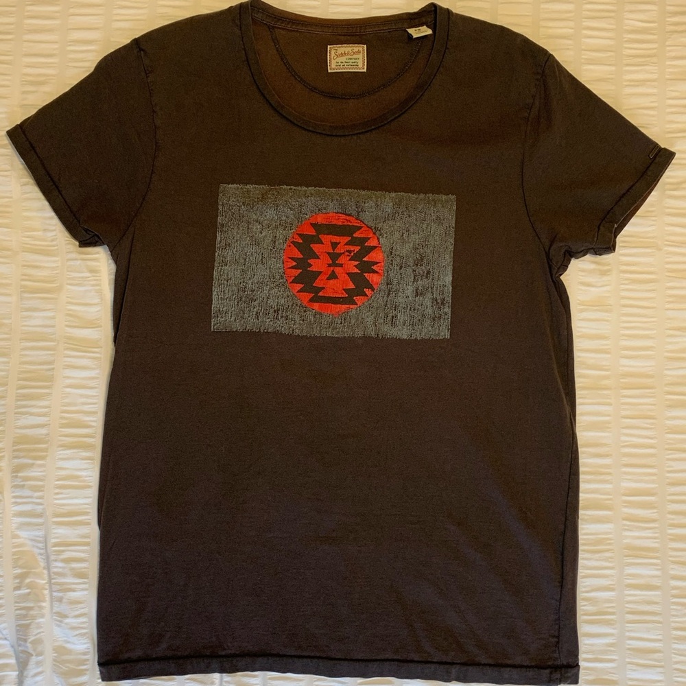 Scotch & Soda, Graphic Tee, Brown, Size M